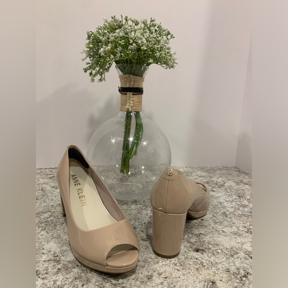 Anne Klein Nude Peep Toe Heels